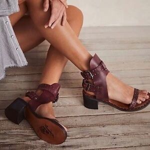 Free People NWOT Happiness Burgundy Sandals Sz 39.5